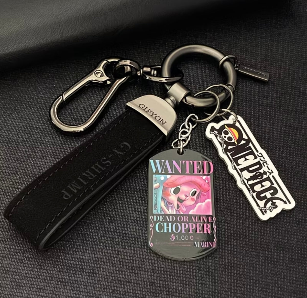 One Piece Merchandise - Luffy, Zoro, Ace Wanted Poster Titanium Steel Military Badge Keychain Pendant for Men & Women Car Keys