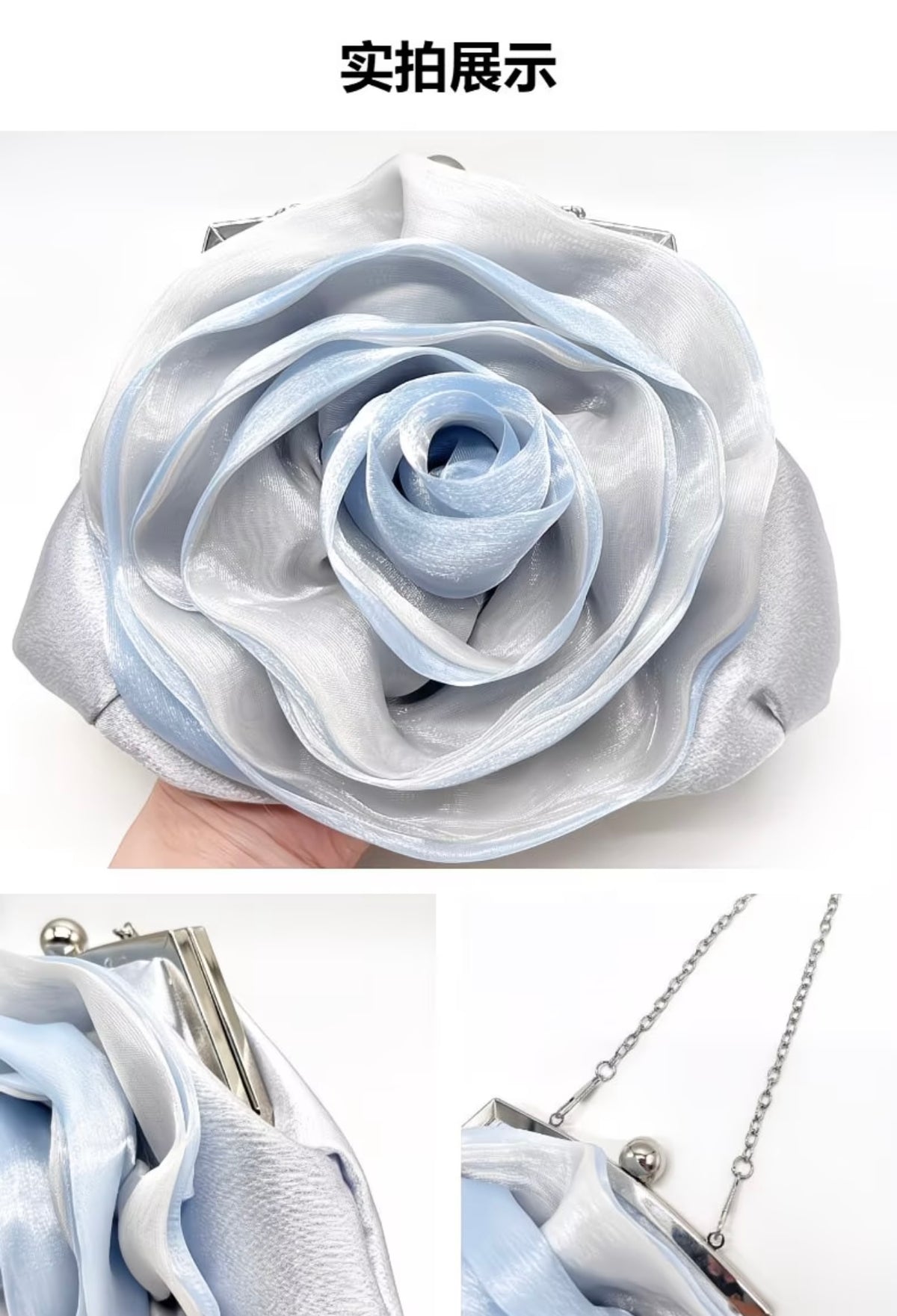 Satin Evening Clutch - Europian Style rose premium clossbody purse