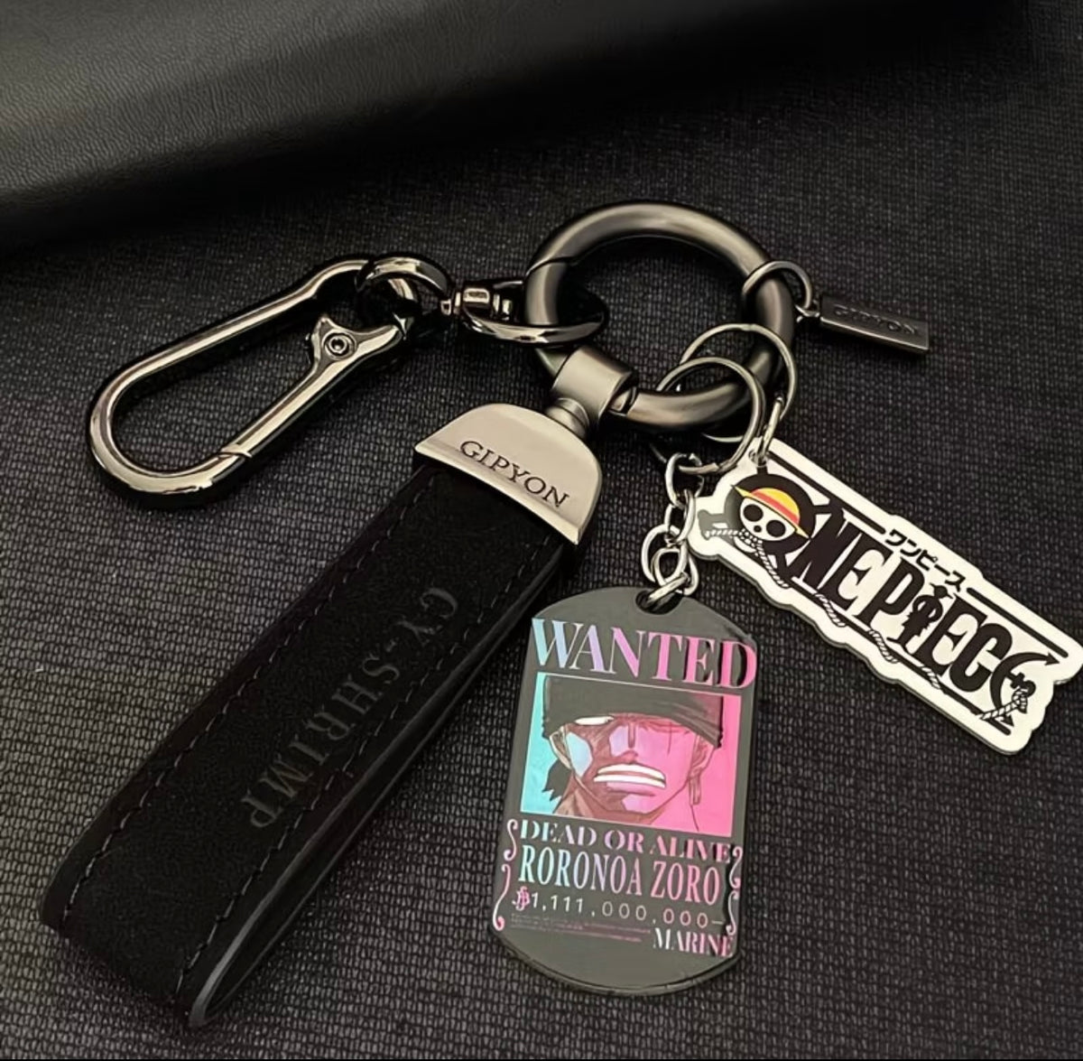 One Piece Merchandise - Luffy, Zoro, Ace Wanted Poster Titanium Steel Military Badge Keychain Pendant for Men & Women Car Keys
