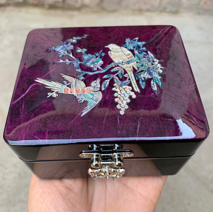 Inlaid Abalone Shell Gift Box, Polished Lacquer Diamond Ring Packaging Box