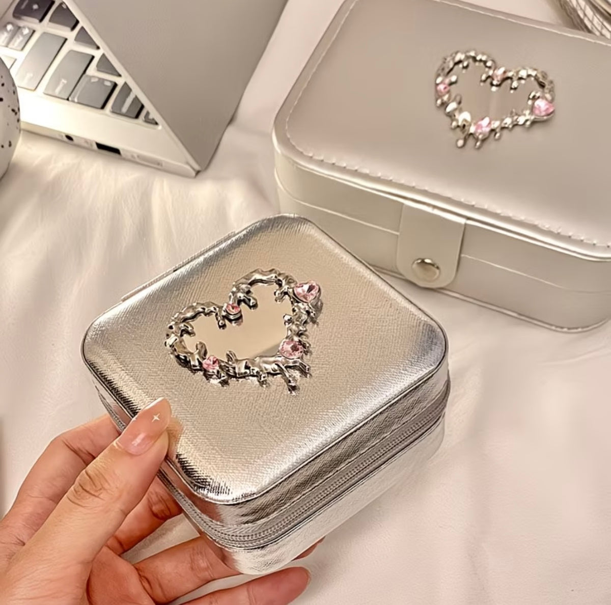 Luxury Heart-shaped Jewelry Box - Large Capacity Portable Storage Case Accessories