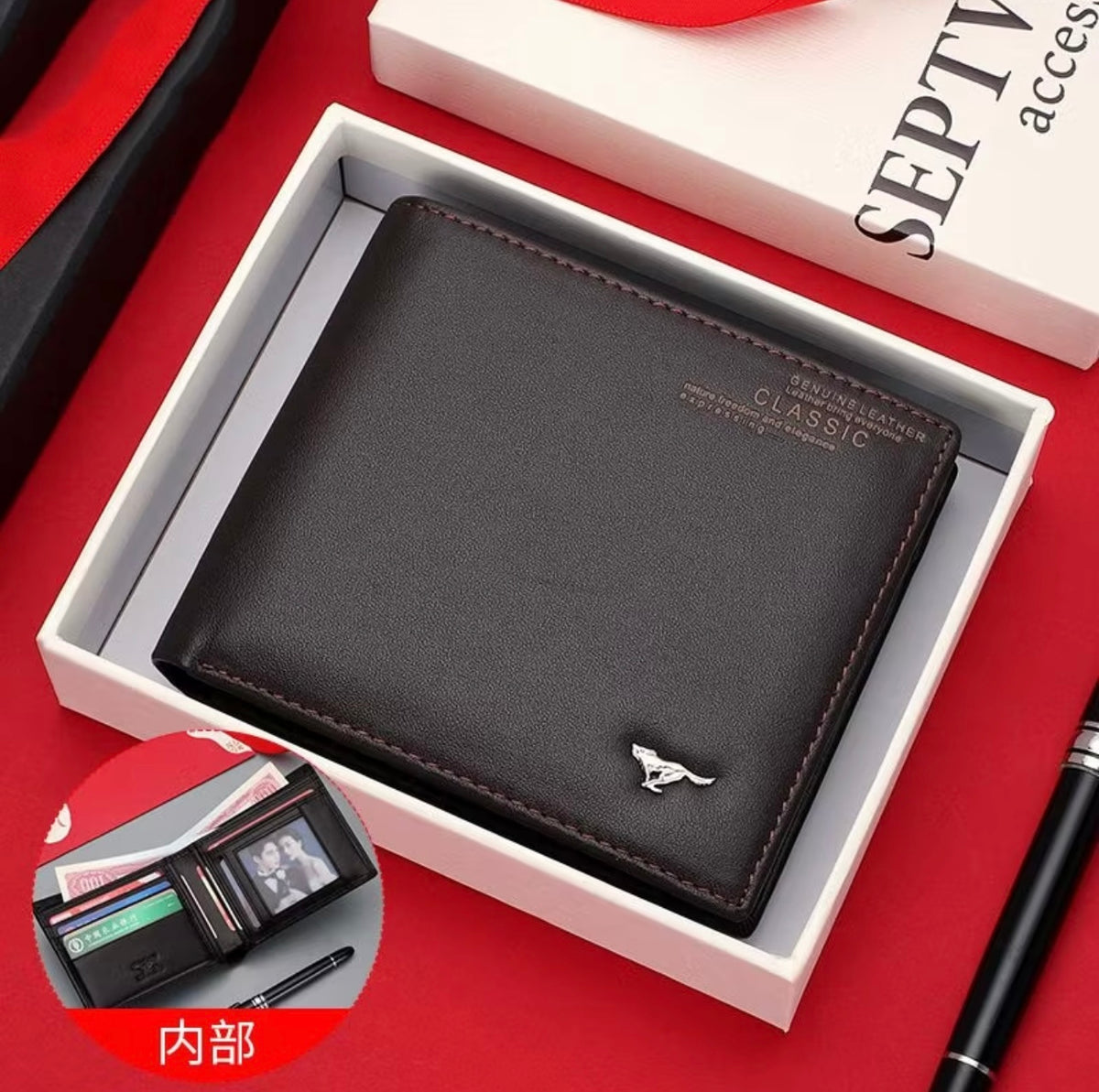 Septwolves Men's Genuine Leather
Wallet - Stylish, Versatile Purse for Students, Young / Adults