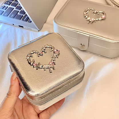 Luxury Heart-shaped Jewelry Box - Large Capacity Portable Storage Case Accessories