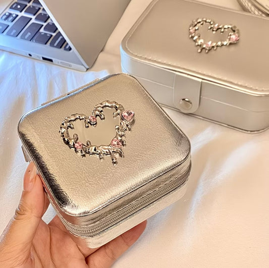 Luxury Heart-shaped Jewelry Box - Large Capacity Portable Storage Case Accessories