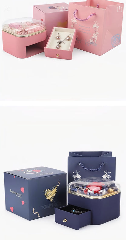Rose Preserved Flower Jewelry Box - Acrylic Gift Box for accessories - Empty Box for gifts 🎁