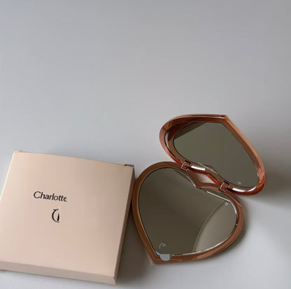 Charlotte Tilbury-Aesthetic Heart-Shaped Folding Makeup Mirror, Portable Rotating