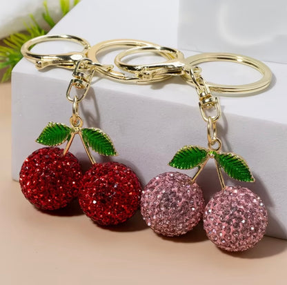 Rhinestone Cherry Keychain - Girly, Exquisite & Cute Creative Pendant Key Ring Gift 🍒