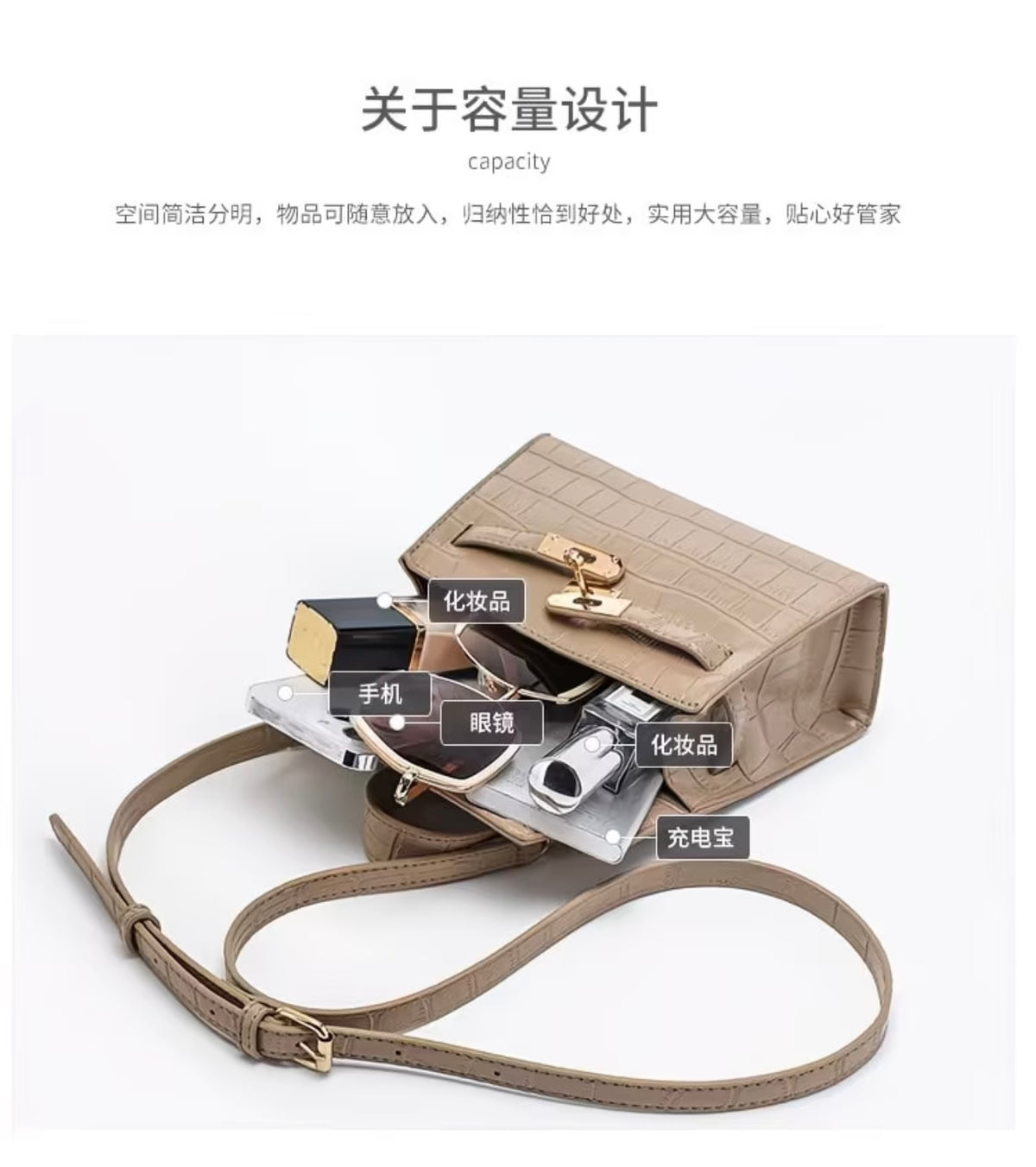 Stylish and Premium 2026 New Kelly Bag - Single Shoulder Crossbody Handbag, Fashionable Crocodile Leather Versatile Small / Large Purse