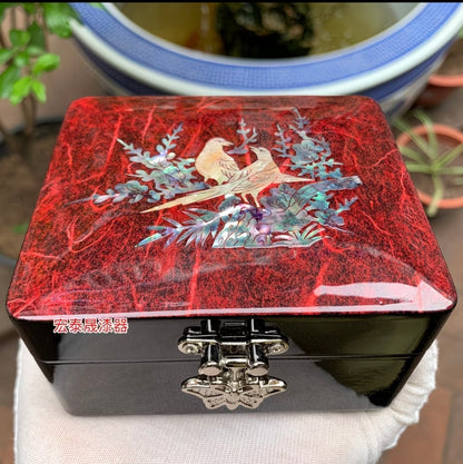 Inlaid Abalone Shell Gift Box, Polished Lacquer Diamond Ring Packaging Box