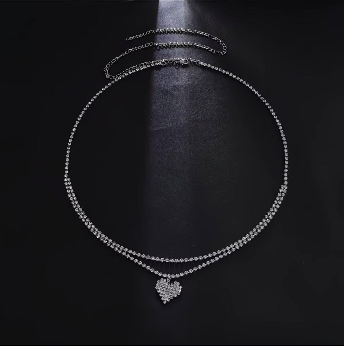 double-layer rhinestone heart pendant waist chain diamond belly body chain accessory