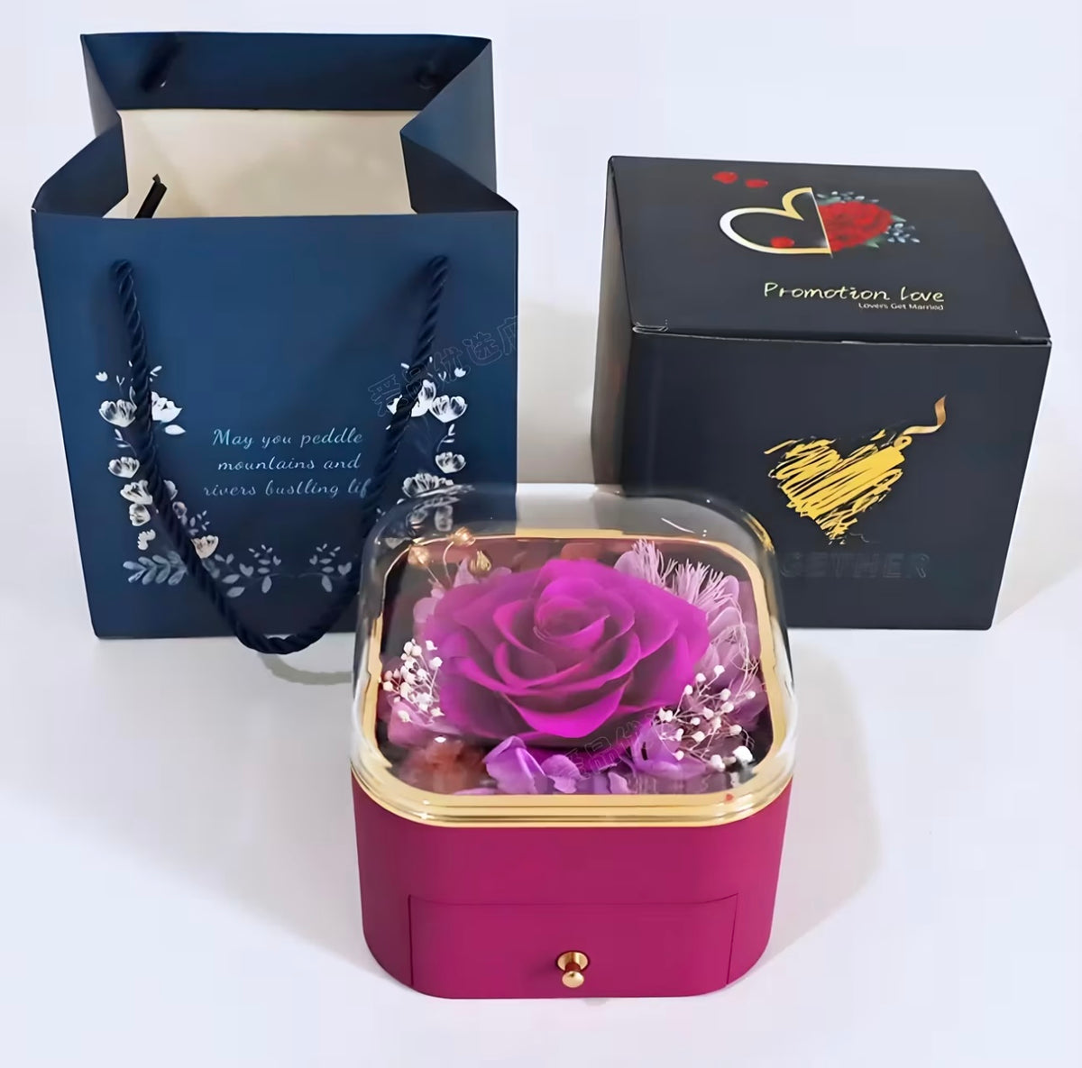 Rose Preserved Flower Jewelry Box - Acrylic Gift Box for accessories - Empty Box for gifts 🎁