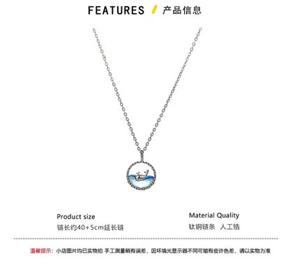 Whale-themed Unique Design, Elegant Iridescent Blue Ocean Collarbone Chain from the Marine Series 🌊🐬