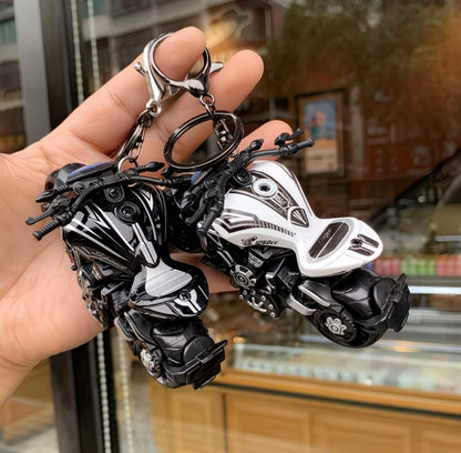 Creative Motorcycle Model Keychain with Light-Up Helmet, Personalized Key Ring 🏍️