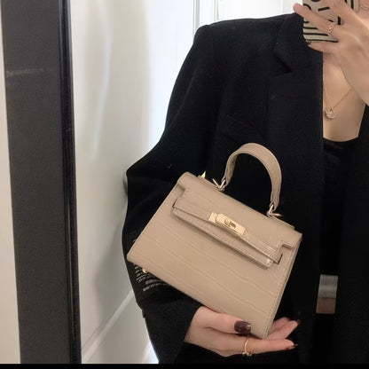 Stylish and Premium 2026 New Kelly Bag - Single Shoulder Crossbody Handbag, Fashionable Crocodile Leather Versatile Small / Large Purse