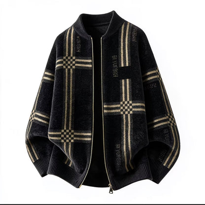 Men's Korean-style Zip-up Knit Cardigan, Stand Collar Solid Color Lightweight Sweater for Young Men