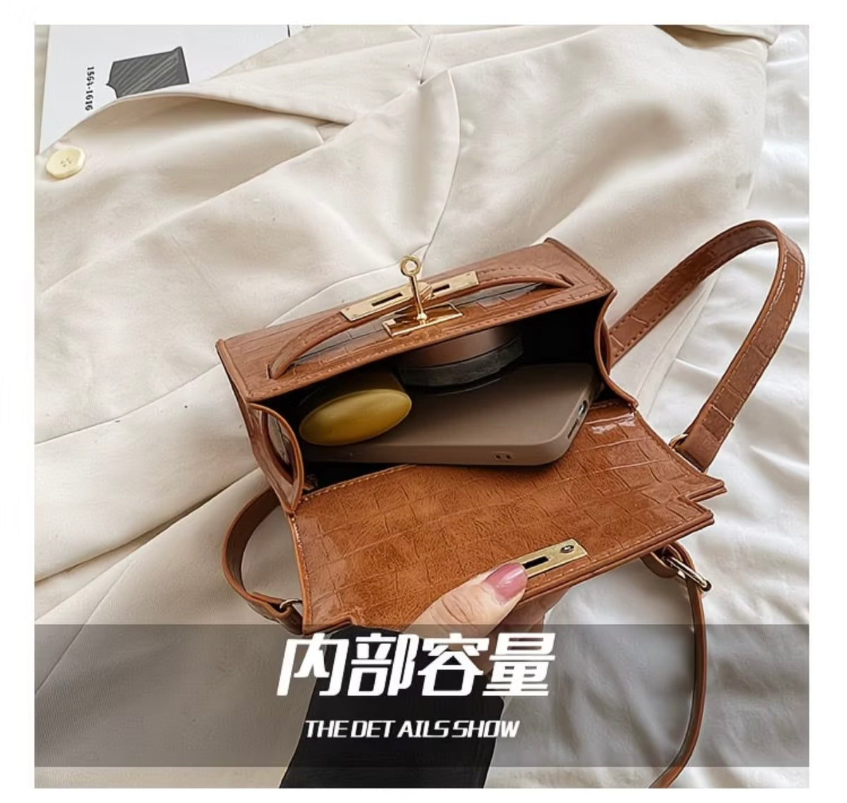 Crossbody Bag - Versatile Small Square Shoulder Bag, French-style Premium Genuine Leather Light Luxury Vintage Women's Handbag