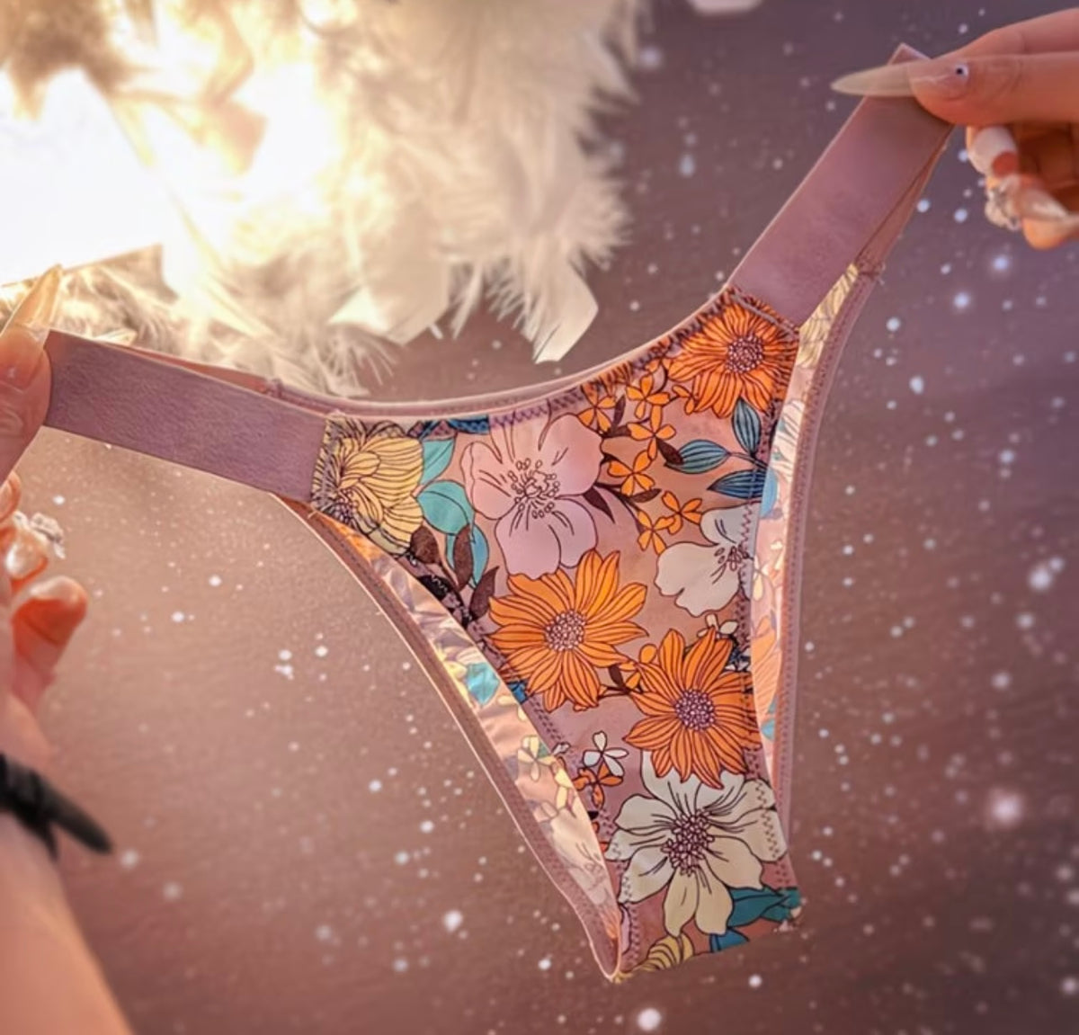 Exquisite Print Silky Stretchy Triangle Panties awesome quality