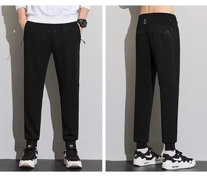 ZLSHIJIA Men's Pure Cotton Sports
Pants, Casual Loose-Fit Versatile Tapered Leg Long Pants
