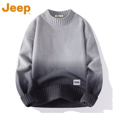 JEEP Men's Gradient Color Knit
Sweater, Autumn/Winter Fashion Casual Loose-Fitting Round Neck Pullover
