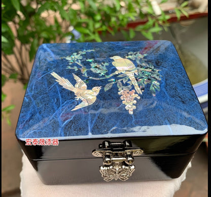 Inlaid Abalone Shell Gift Box, Polished Lacquer Diamond Ring Packaging Box