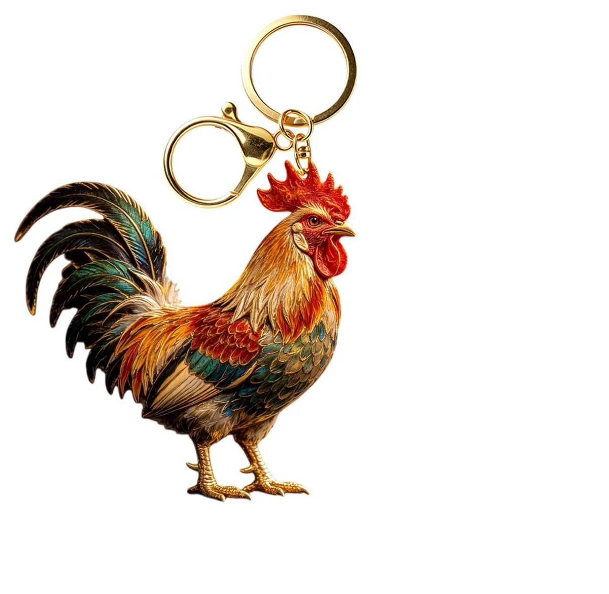 Golden Rooster Crowing Keychain - Chinese-style Big Rooster 🐓