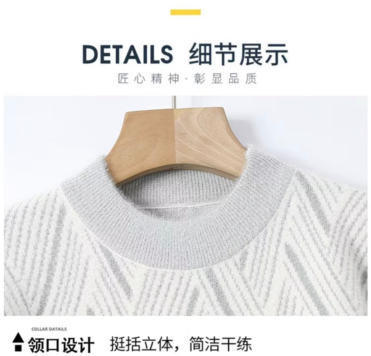 Premium Diamond Pattern Knitwear, Fashion Brand Faux Mink Fleece Thick Warm Woolen Pullover for Winter