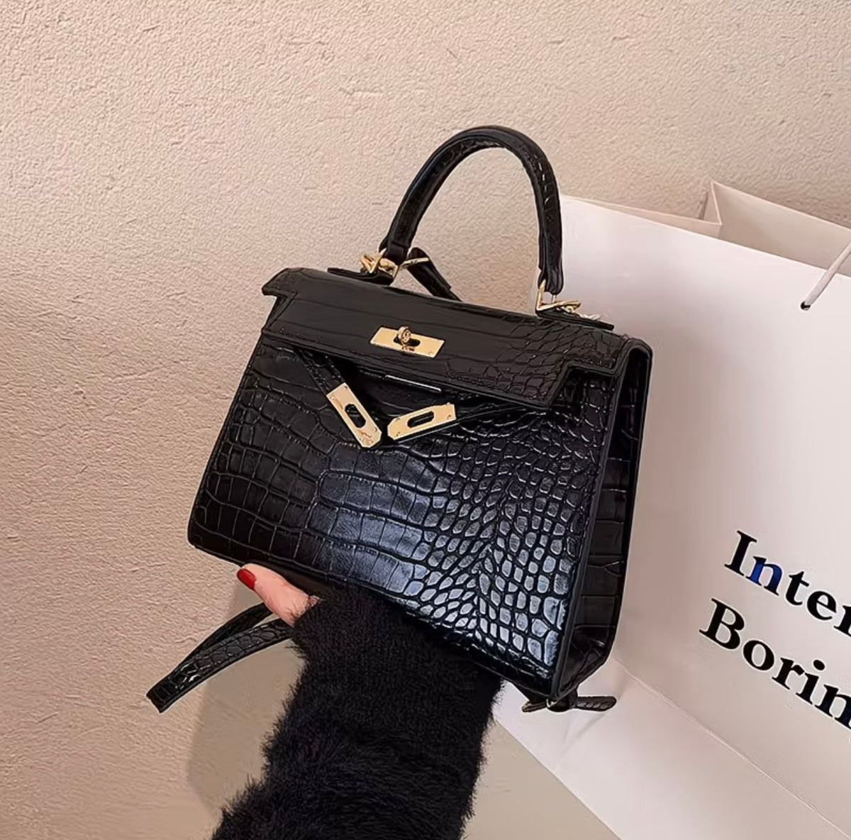 Stylish and Premium 2026 New Kelly Bag - Single Shoulder Crossbody Handbag, Fashionable Crocodile Leather Versatile Small / Large Purse
