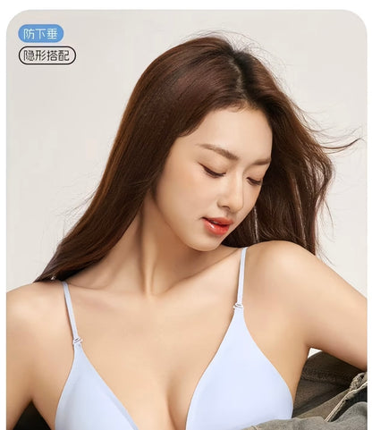 High Quality Front-closure deep V-neck halter bra for women, with backless invisible