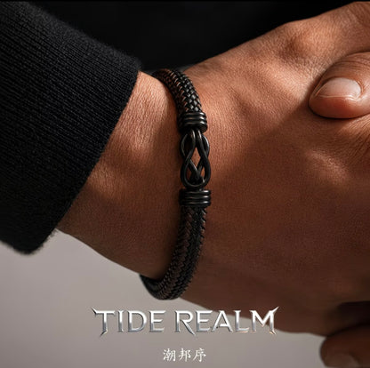 ChaoBang Punk Retro Bracelet for Men, Hip-Hop Style Leather Wristband with Magnetic Clasp