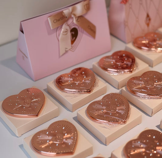 Charlotte Tilbury-Aesthetic Heart-Shaped Folding Makeup Mirror, Portable Rotating