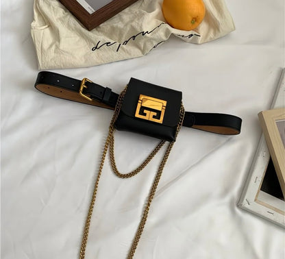 Vintage Snake Skin Pattern Fashionable Small Waist Bag for Women.
