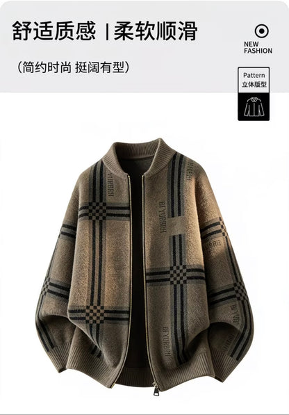 Men's Korean-style Zip-up Knit Cardigan, Stand Collar Solid Color Lightweight Sweater for Young Men