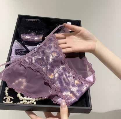 Leopard print seamless low-waist panties, comfortable pure cotton crotch girls satin