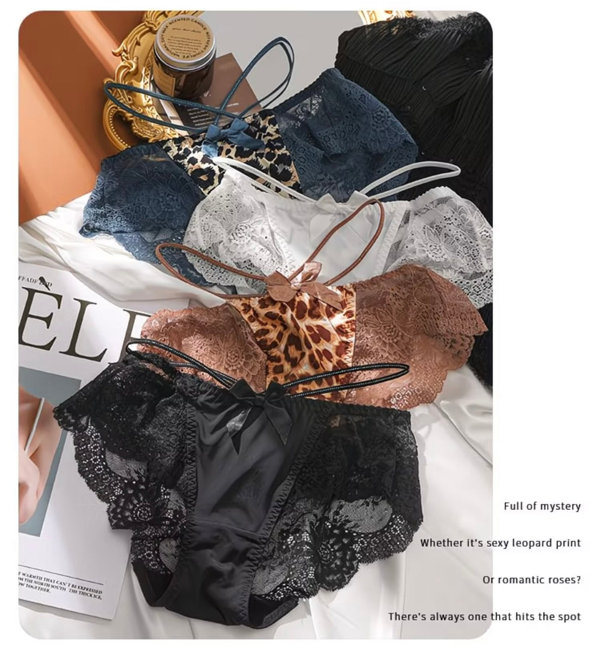 Cross-over Leopard Print Women's Low-Waist Hollow-out Breathable Pure Cotton Panties