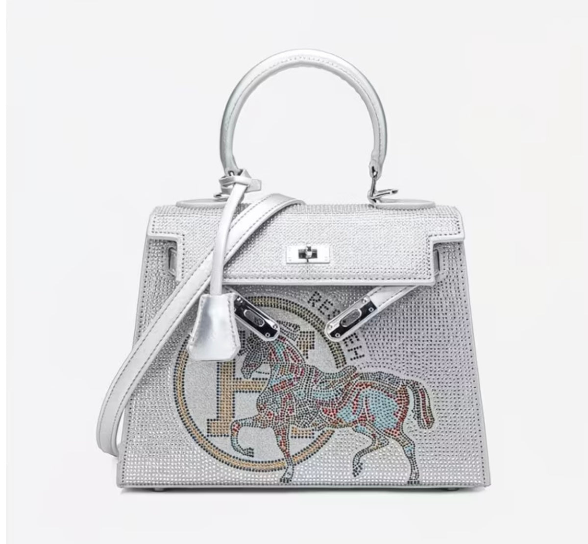 URGE Rhinestone  New Trendy Textured Second Generation Mini Kelly Bag with crossbody Handbag
