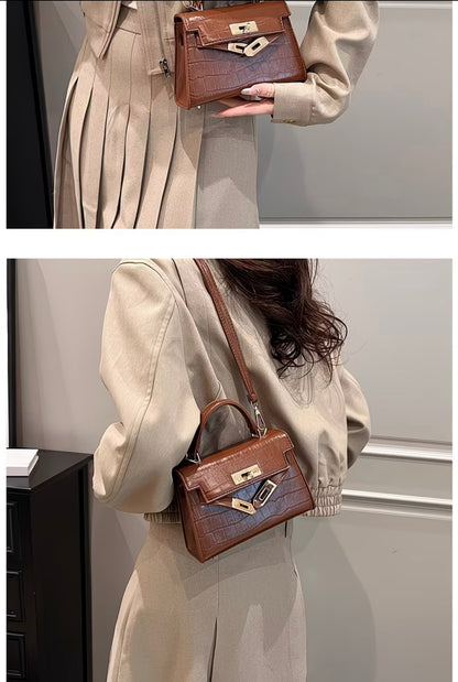 Crossbody Bag - Versatile Small Square Shoulder Bag, French-style Premium Genuine Leather Light Luxury Vintage Women's Handbag
