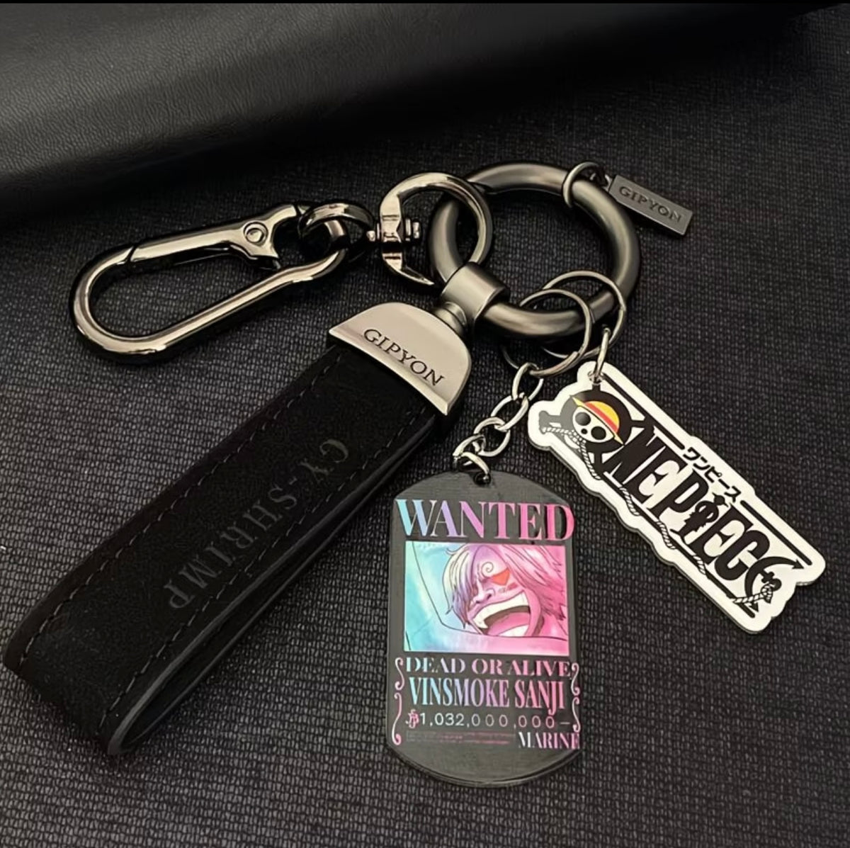 One Piece Merchandise - Luffy, Zoro, Ace Wanted Poster Titanium Steel Military Badge Keychain Pendant for Men & Women Car Keys