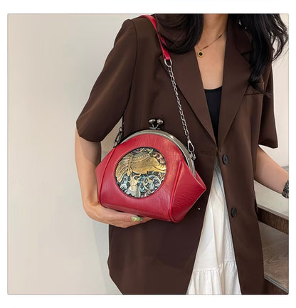 Vintage Clasp Shell-Shaped Crossbody Shoulder
Bag, Versatile