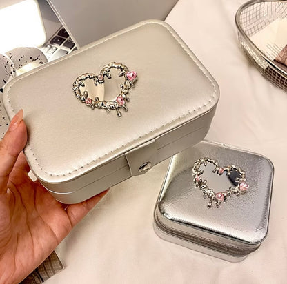 Luxury Heart-shaped Jewelry Box - Large Capacity Portable Storage Case Accessories