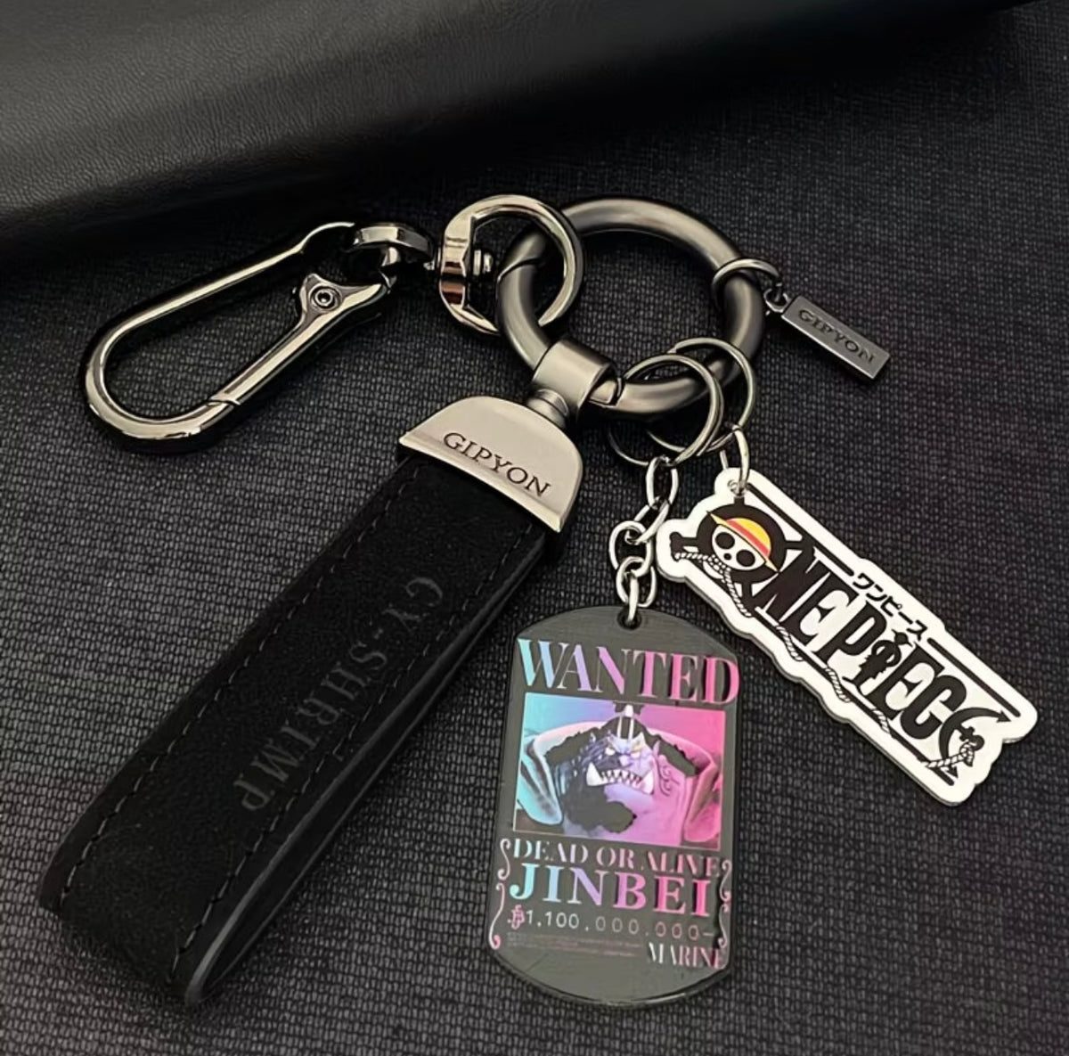One Piece Merchandise - Luffy, Zoro, Ace Wanted Poster Titanium Steel Military Badge Keychain Pendant for Men & Women Car Keys