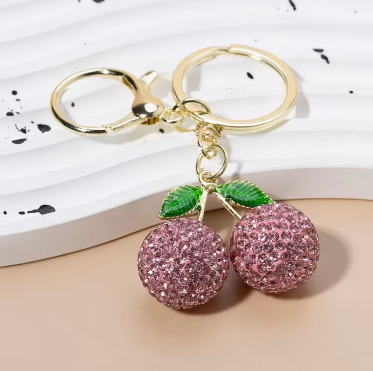 Rhinestone Cherry Keychain - Girly, Exquisite & Cute Creative Pendant Key Ring Gift 🍒