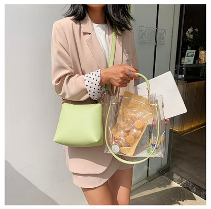 Korean Style Versatile Transparent Jelly Shoulder Bag, Fashionable and Stylish Crossbody Purse