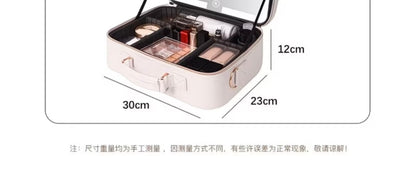 Professional Large-Capacity Storage Box with Mirror for Cosmetics, Includes Makeup Brush Set