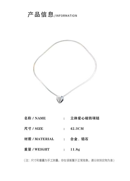 3D Multi-faceted
Diamond-Studded Heart Pendant Necklace