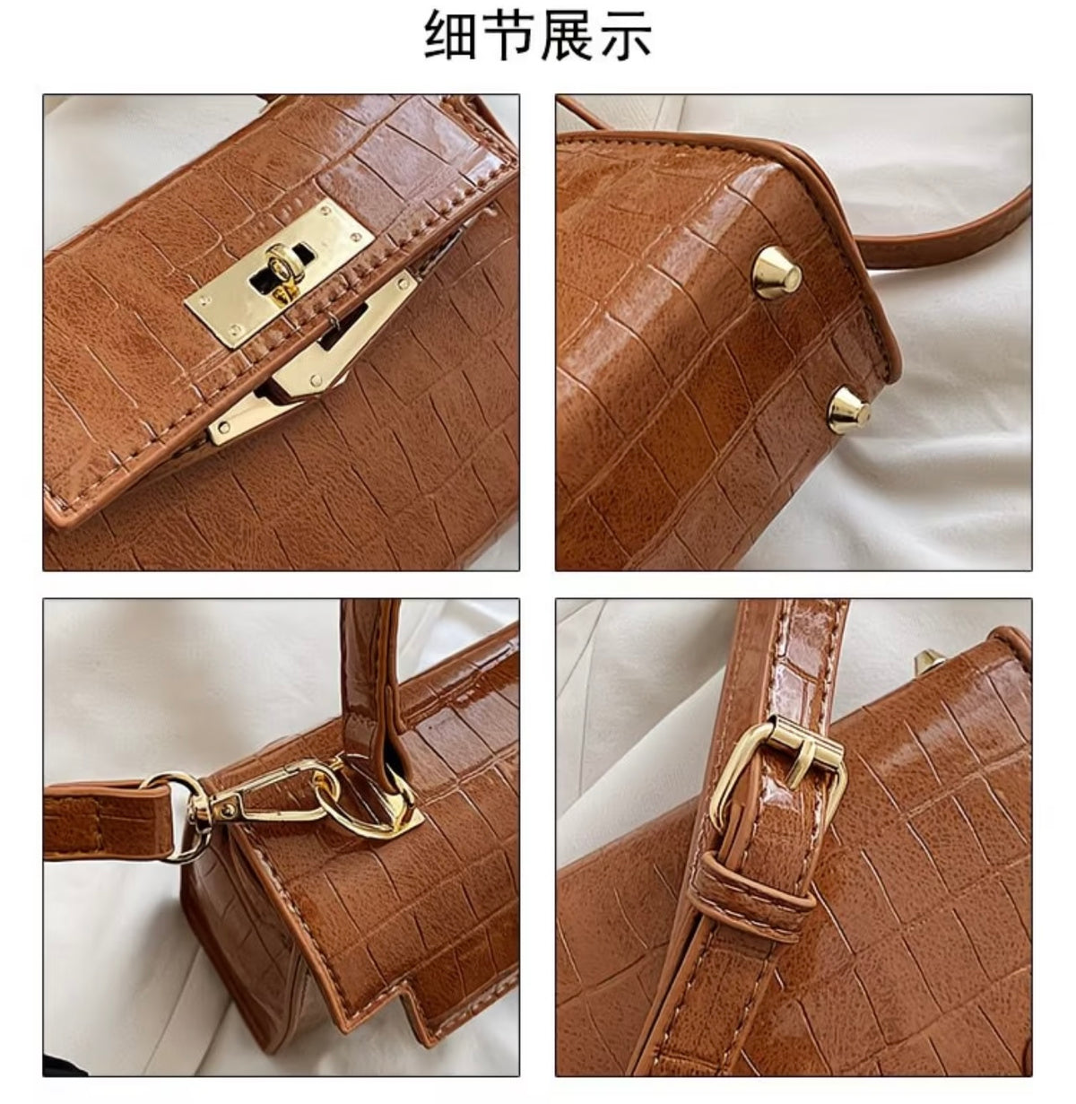 Crossbody Bag - Versatile Small Square Shoulder Bag, French-style Premium Genuine Leather Light Luxury Vintage Women's Handbag