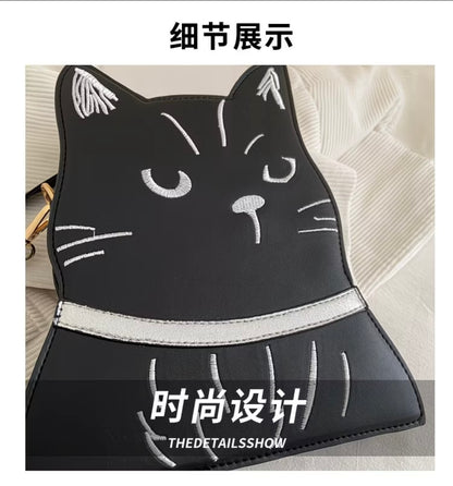 Large Capacity Shoulder Crossbody Bag with Cute Cat Design, Stylish Bucket Bag for Outdoor Use