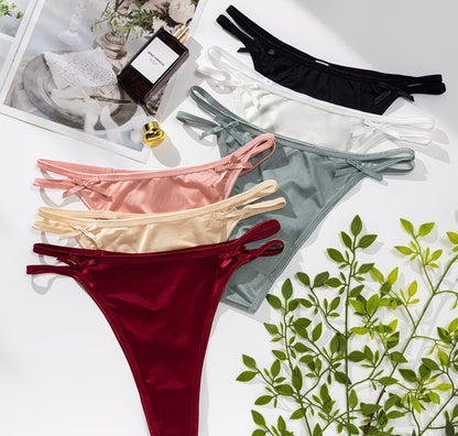 Silky-smooth, comfortable to wear ~ Satin lace sexy low-waist panties for women summer girls' silk-crotch briefs