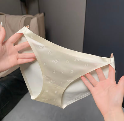 French-style Light Luxury Satin Printed High-Cut Premium Women's Underwear