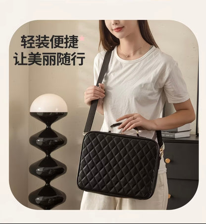Professional Large-Capacity Storage Box with Mirror for Cosmetics, Includes Makeup Brush Set