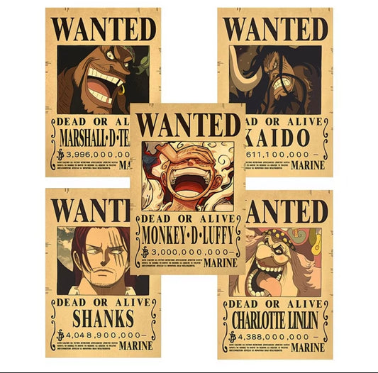 One Piece Merchandise - Luffy, Zoro, Ace Wanted Poster Titanium Steel Military Badge Keychain Pendant for Men & Women Car Keys